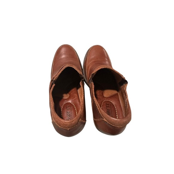 Born Brown Full Grain Leather Chunky Heel Ankle Slip On Nyssa Boots Size 9/40.5 - Picture 4 of 8